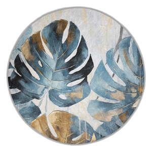 Plavi perivi okrugao tepih ø 100 cm Golden Leaves – Mila Home