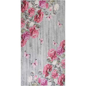 Ružičasti/sivi periv tepih 80x150 cm Blooming Roses – Vitaus