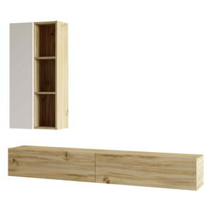 Bijela/u prirodnoj boji TV komoda u dekoru hrasta 175x25x27 cm – Kalune Design