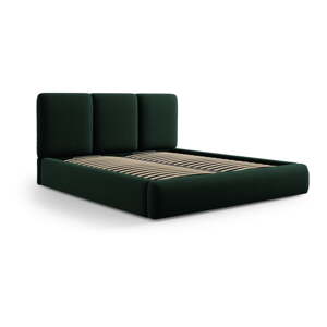 Tamno zeleni baršunasti tapecirani bračni krevet s prostorom za odlaganje s podnicom 180x200 cm Brody – Mazzini Beds