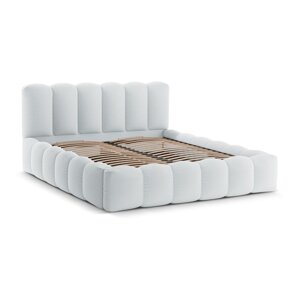 Svijetlo sivi tapecirani bračni krevet s prostorom za pohranu s podnicom 160x200 cm Lupine – Micadoni
