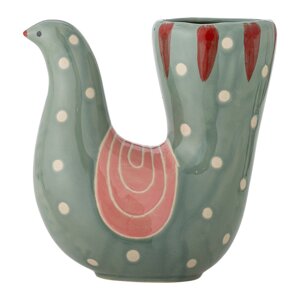 Zelena ručno oslikana vaza od kamenine (visina 19 cm) Trudy – Bloomingville