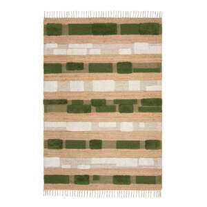 Zeleni/u prirodnoj boji ručno rađen tepih od mješavine jute 160x230 cm Medina Blocks – Flair Rugs