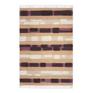 Ljubičasti/u prirodnoj boji ručno rađen tepih od mješavine jute 160x230 cm Medina Blocks – Flair Rugs