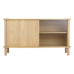 Vitrina od punog hrasta s kliznim vratima u prirodnoj boji 135x73,5x48 cm Italic – UMAGE