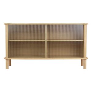 Vitrina od punog hrasta s kliznim vratima u prirodnoj boji 135x73,5x48 cm Italic – UMAGE