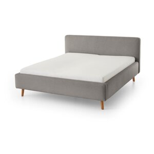 Sivi tapecirani bračni krevet s prostorom za pohranu s podnicom 160x200 cm Mattis – Meise Möbel
