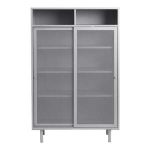 Sivi metalni ormarić s kliznim vratima 90x140x40 cm Veep – Unique Furniture
