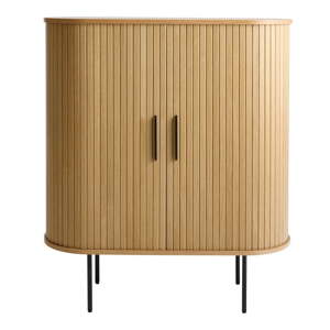 Vitrina za vino u dekoru hrasta s kliznim vratima u prirodnoj boji 100x118x40 cm Nola – Unique Furniture