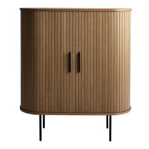 Smeđa vitrina za vino u dekoru hrasta s kliznim vratima 100x118x40 cm Nola – Unique Furniture