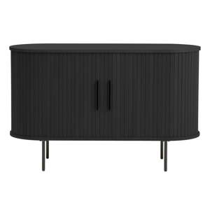 Crna komoda u dekoru hrasta s kliznim vratima 120x76x45 cm Nola – Unique Furniture