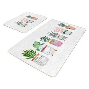 Bijele od samta kupaonske prostirke u setu 2 kom 60x100 cm Succulent – Mila Home