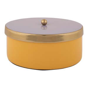 Žuta  dekorativna metalna kutija za pohranu ø 16x6 cm Double Funky – PT LIVING