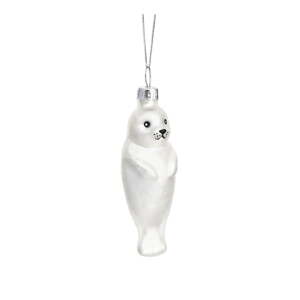 Stakleni ukas za božićno drvce 9 cm Baby Seal – Sass & Belle