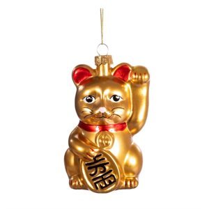 Stakleni ukas za božićno drvce 11 cm Lucky Cat – Sass & Belle