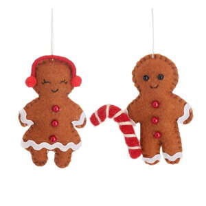 Tekstilni ukrasi za božićno drvce u setu 2 kom 10 cm Gingerbread Couple – Sass & Belle