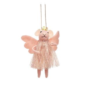 Tekstilni ukas za božićno drvce 13 cm Pink Princess Fairy Mouse – Sass & Belle