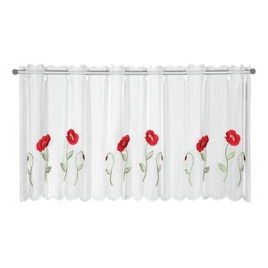Bijela prozirna zavjesa 155x45 cm Poppies – Sehlbach