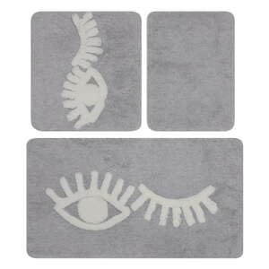 Sive kupaonske prostirke u setu 3 kom 60x100 cm Big Eyes – Foutastic