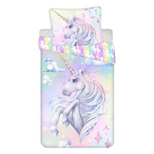 Pamučna dječja posteljina za krevet za jednu osobu 140x200 cm Unicorn "Pastel Rainbow"  – Jerry Fabrics