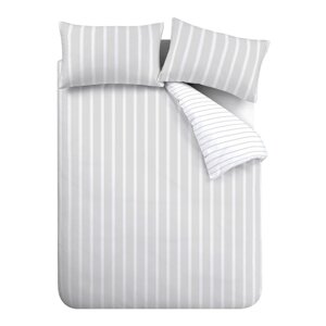 Siva pamučna posteljina za krevet za jednu osobu 135x200 cm Ashford Stripe – Bianca