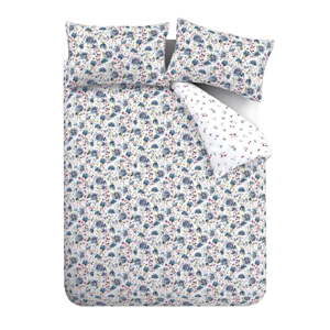 Bijela/plava flanelska posteljina za bračni krevet/za produženi krevet 230x220 cm Ophelia Floral – Bianca