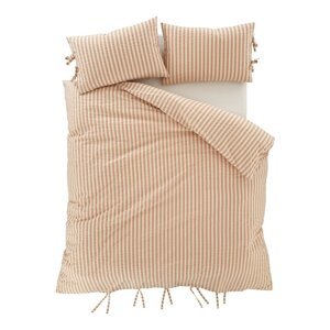 Posteljina za bračni krevet/za produženi krevet boja terakote 230x220 cm Zanzibar Stripe – Pineapple Elephant