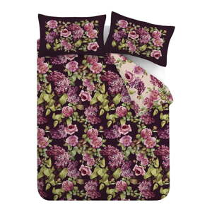 Ljubičasta pamučna posteljina za bračni krevet 200x200 cm Pia Floral – RHS