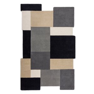 Crni/sivi ručno rađen vunen tepih 200x290 cm Collage Monochrome – Flair Rugs