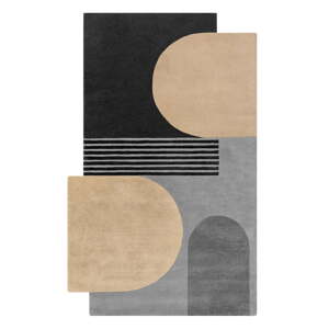 Crni/sivi ručno rađen vunen tepih 200x290 cm Lozenge Monochrome – Flair Rugs