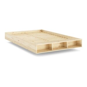 Bračni krevet od masivnog bora s podnicom 160x200 cm u prirodnoj boji Merge – Karup Design