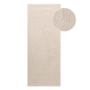 Ručno rađena vunena staza u svijetloj prirodnoj boji 80x300 cm Eleni Natural White – Hanse Home