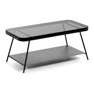 Crni stolić za kavu sa staklenom pločom stola 45x90 cm Duilia – Kave Home