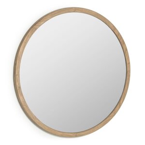 Zidno ogledalo s okvirom od masivnog drveta ø 100 cm Alum – Kave Home