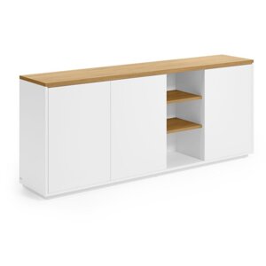 Bijela komoda u dekoru hrasta 180x75x36 cm Abilen – Kave Home