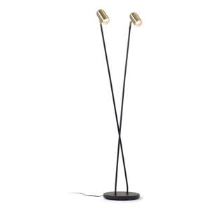 Crna/u zlatnoj boji stojeća svjetiljka s metalnim sjenilom (visina 152 cm) Clemence – Kave Home