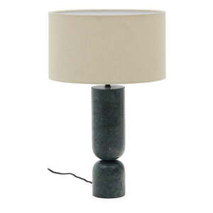 Tamno zelena/bež mramorna stolna lampa s tekstilnim sjenilom (visina 57 cm) Vex – Kave Home