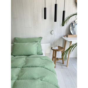 Zelena posteljina za krevet za jednu osobu od muslina 140x200 cm Plain Muslin – Butter Kings