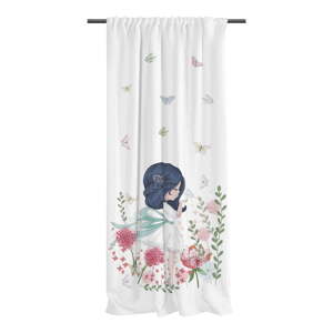 Bijela dječja zavjesa od pamučnog satena 110x250 cm Flowers Around Me – Butter Kings