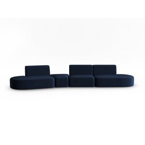 Plava baršunasti sofa s lijevim kutom 428 cm Paolo – Milo Casa