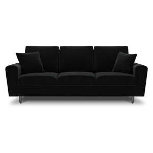 Crna baršunasti sklopiva/s prostorom za odlaganje sofa 235 cm Kyoto – Cosmopolitan Design