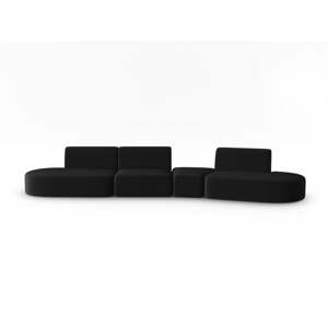 Crna baršunasti sofa s desnim kutom 428 cm Paolo – Milo Casa