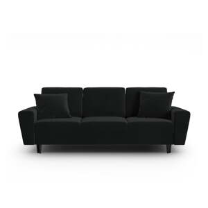 Crna baršunasti sklopiva/s prostorom za odlaganje sofa 235 cm Kyoto – Cosmopolitan Design