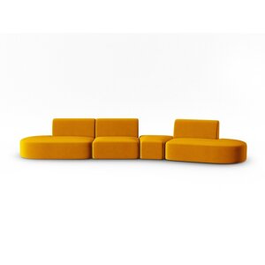 Senf žuta baršunasti sofa s desnim kutom 428 cm Paolo – Milo Casa