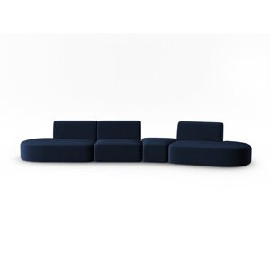 Plava baršunasti sofa s desnim kutom 428 cm Paolo – Milo Casa
