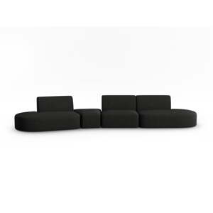 Crna sofa od šenila s lijevim kutom 428 cm Paolo – Milo Casa