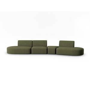 Zelena sofa od šenila s desnim kutom 428 cm Paolo – Milo Casa