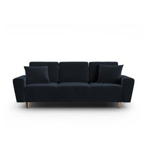 Tamno plava baršunasti sklopiva/s prostorom za odlaganje sofa 235 cm Kyoto – Cosmopolitan Design