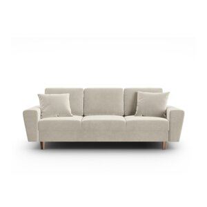 Bež baršunasti sklopiva/s prostorom za odlaganje sofa 235 cm Kyoto – Cosmopolitan Design