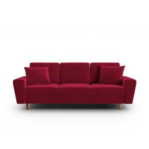 Crvena baršunasti sklopiva/s prostorom za odlaganje sofa 235 cm Kyoto – Cosmopolitan Design